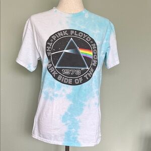 Pink Floyd Graphic Tee - White & Light Blue Tie-Dye